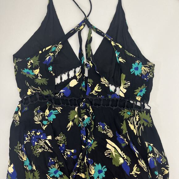 Free People Pages of Gold Maxi Dress XS Floral Crochet Cutout Full Boho Whimsi - Picture 8 of 12